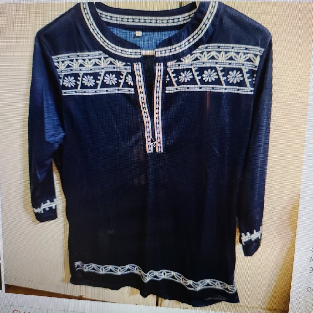 Blue and white Tunic women's size Large